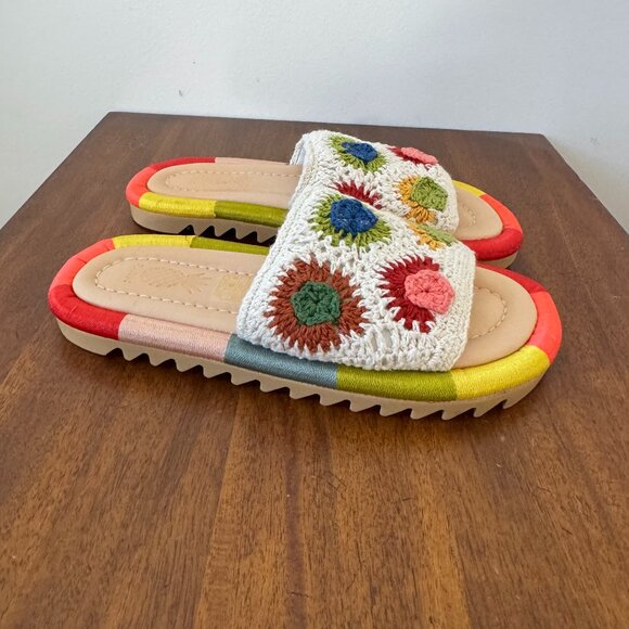FARM Rio Shoes - Farm Rio Sunset Crochet Slide Sandals